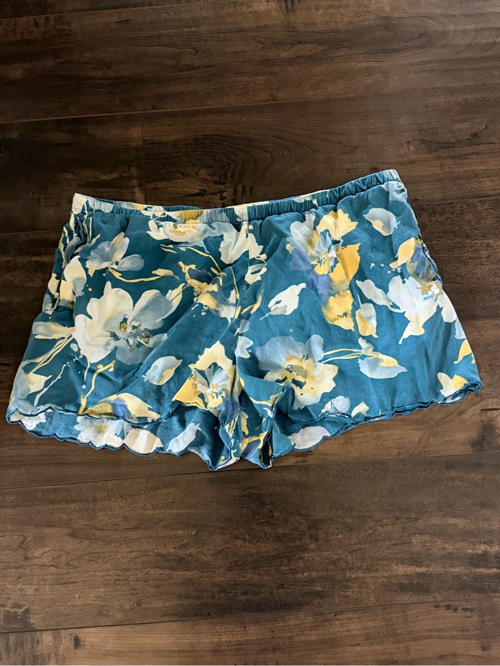 Stars Above Dark Teal Floral PJ Shorts